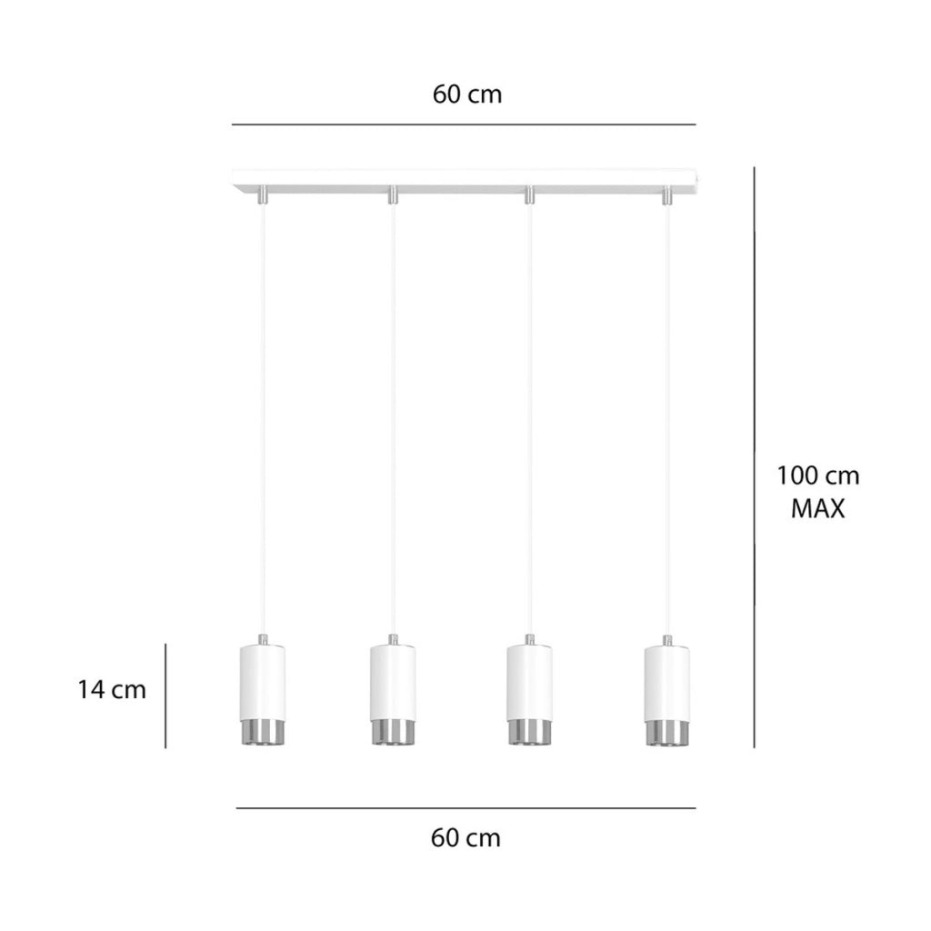 Lampada a sospensione FUMIKO in acciaio bianco e cromo