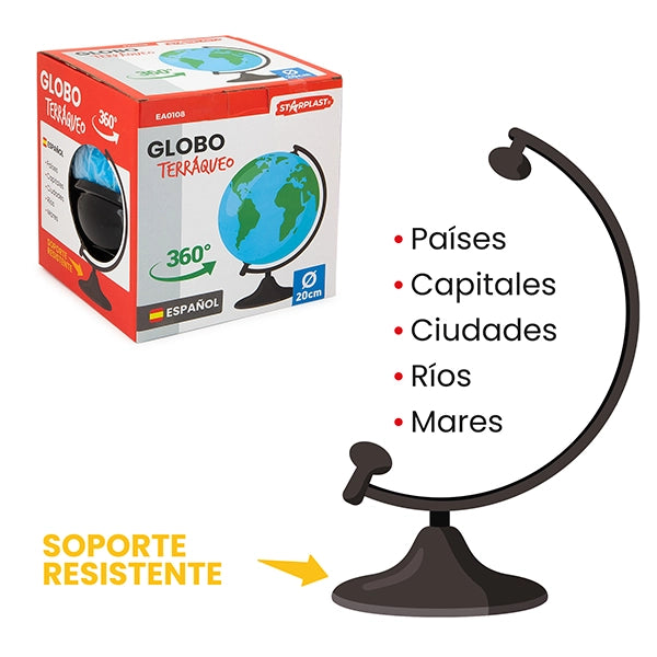 Mappamondo rotante educativo da tavolo, globo terrestre geografico per studio e decorazione casa ufficio