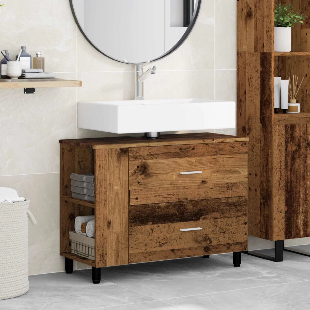 Mobiletto da bagno Legno antico 80 x 35 x 60 cm 889393