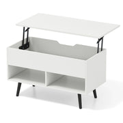 Tavolino da caff¨¨ moderno con scomparto nascosto e 2 scaffali aperti, Tavolino per soggiorno in legno Bianco-Tavolini da salotto