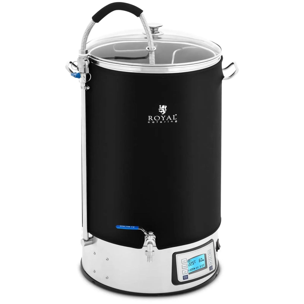 Serbatoio di fermentazione professionale con isolamento 60 litri 3000 watt 10-100°C acciaio inox schermo LCD timer acciaio inox vetro temperato nero 14_0008826