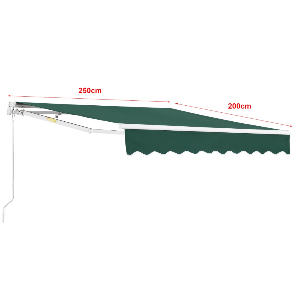 Tenda da Sole a Muro Bitonto con Bracci Estensibili e Manovella 250 x 200 cm (LxP) Verde Scuro [en.casa]