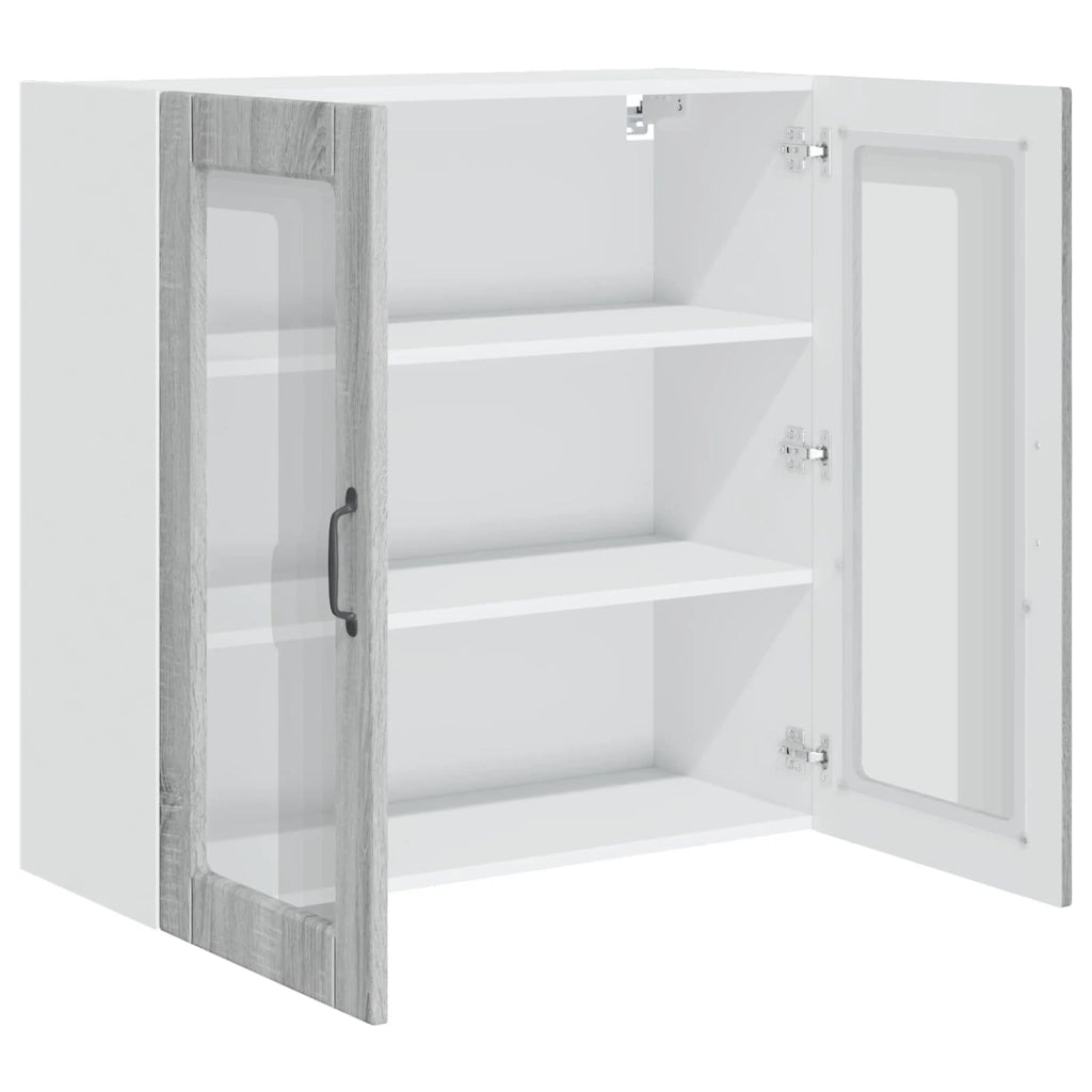 Pensile da cucina | Mobile in vetro da parete PORTO Grigio Sonoma 80 x 31 x 80 cm