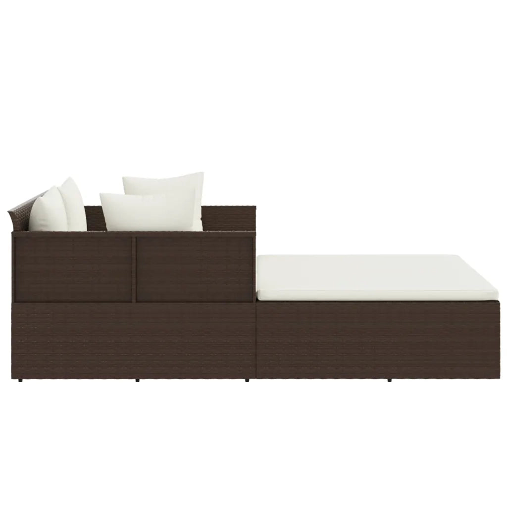 Lettino con Cuscini Marrone 182x118x63 cm in Polyrattan 362266