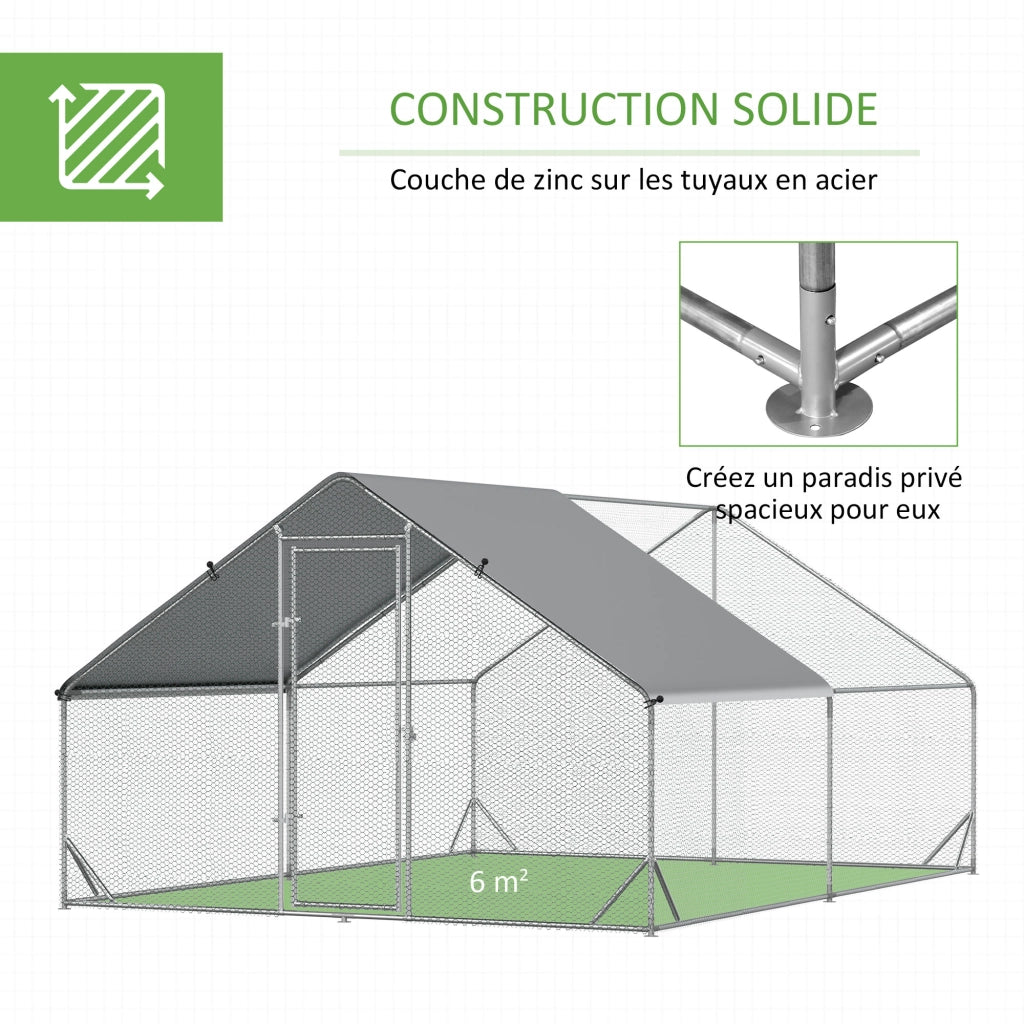 Recinto per pollaio canile voliera esterno ¨C Zephmum ¨C Grigio antracite acciaio galvanizzato 300x400x200 cm