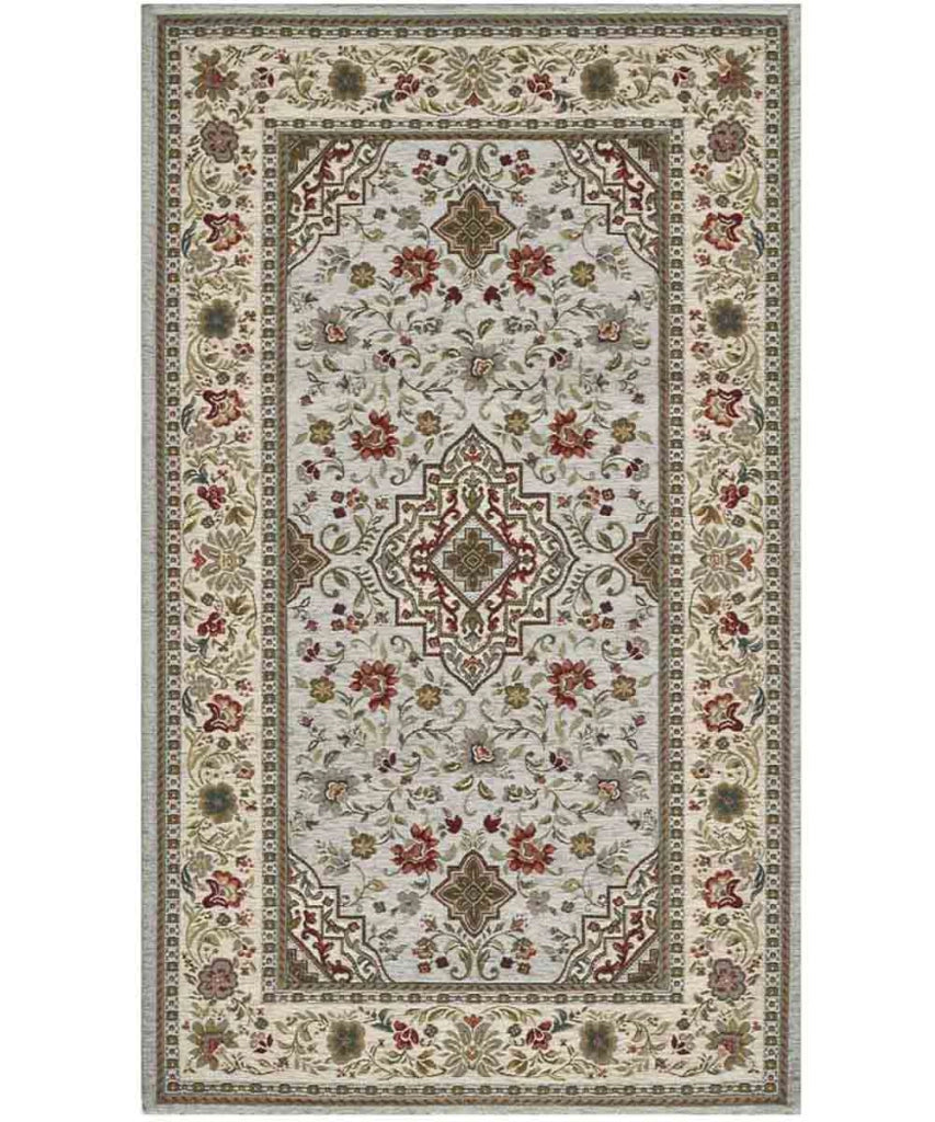 Coppia Tappeti TABRIZ GRIGIO cm.65x110 orientale classico in ciniglia multiuso lavabile velour antiscivolo