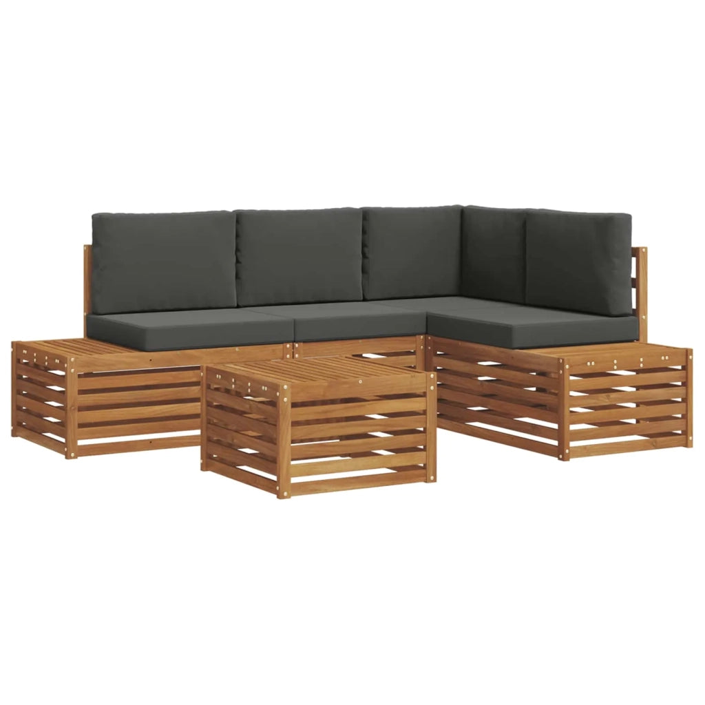 Set di divani da esterno Naturale e Antracite 59 x 59 x 37 cm