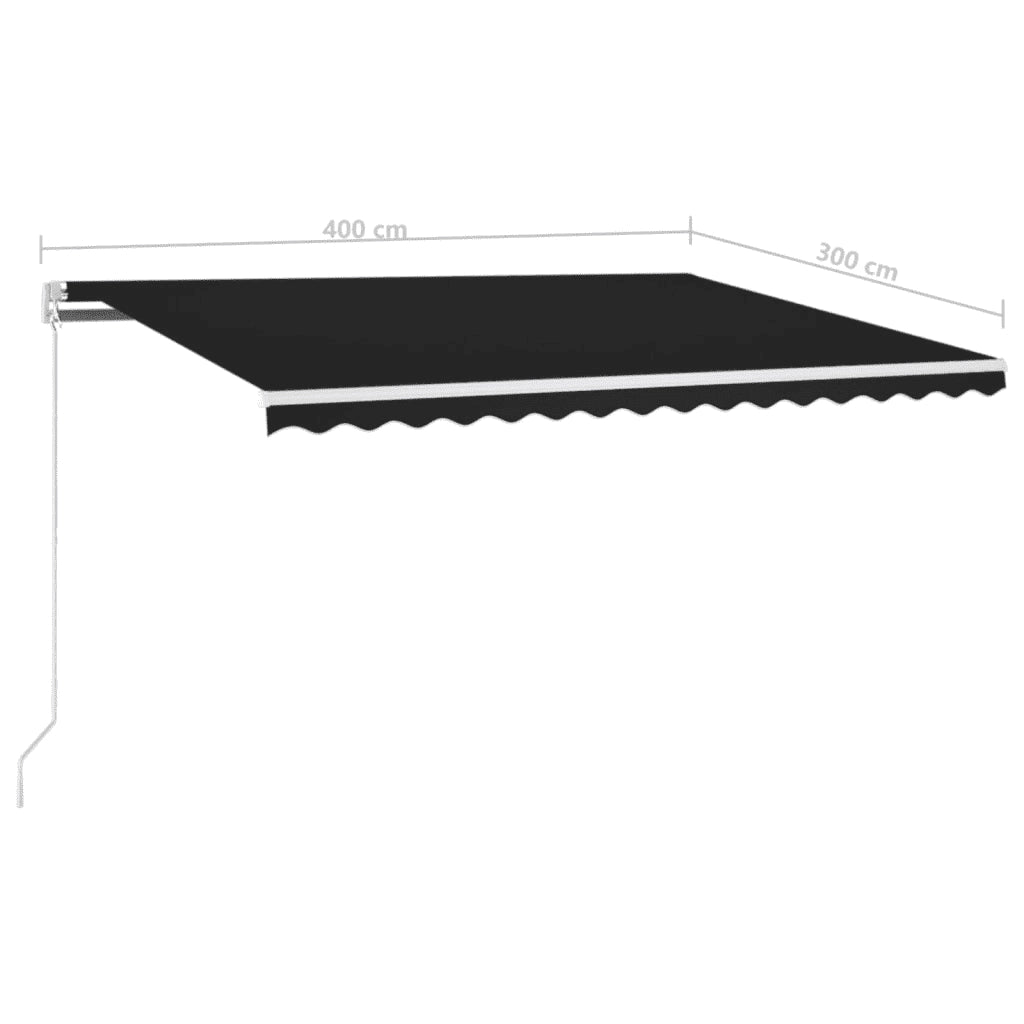 Tenda da Sole Retrattile Manuale con LED 400x300 cm Antracite cod mxl 62057