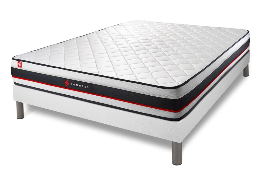 Pacchetto letto completo - Materasso 140x190cm + Box spring con doghe (kit) + 2 cuscini + Piumino - Modulo