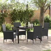 Set da Pranzo per Giardino con cuscino 5 pcs Nero polyrattan