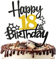 Decorazione per torta da 18° compleanno con disegno luccicante - Materiale di alta qualità - Dimensioni 16 x 17,5 cm - Facile da montare - Torta da compleanno