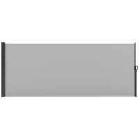 Tenda Laterale Retrattile 400x160 cm con Maniglia, in Metallo, Alluminio e Poliestere, Grigio Chiaro