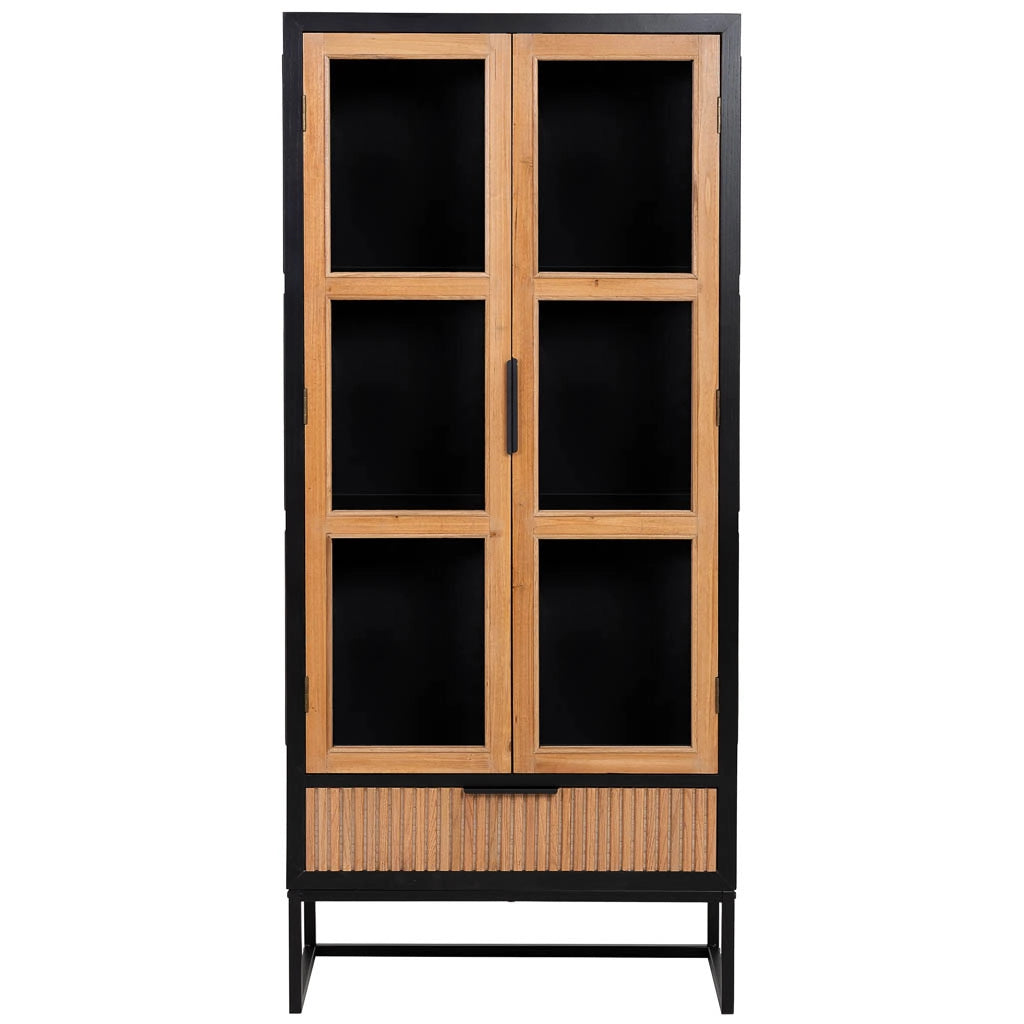 Vetrina 2 ante e 1 cassetto, legno e metallo, 72x40,5x158,5h cm