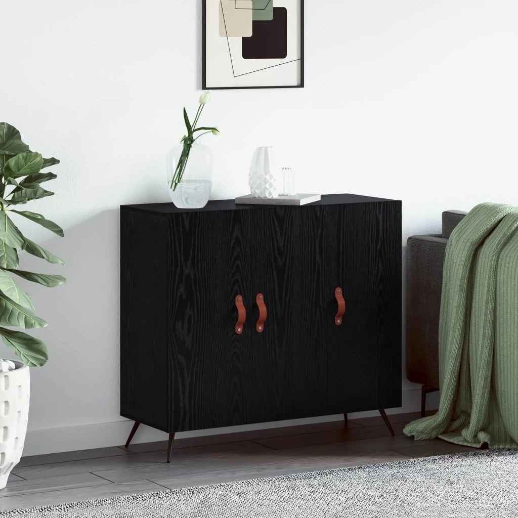Credenza Rovere Nero 89,5 x 34 x 80 cm Legno multistrato