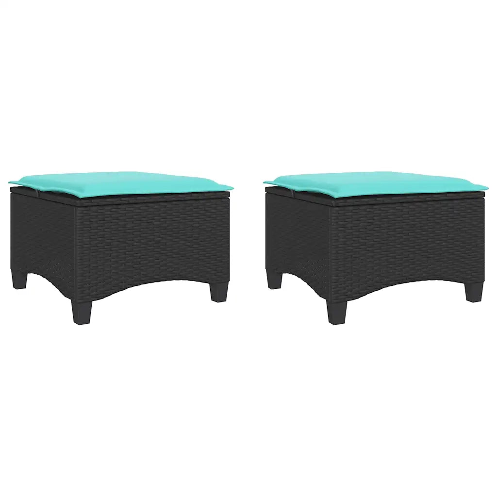 Sgabelli Giardino con Cuscini 2 pz Nero 55x55x36 cm Polyrattan 4108253