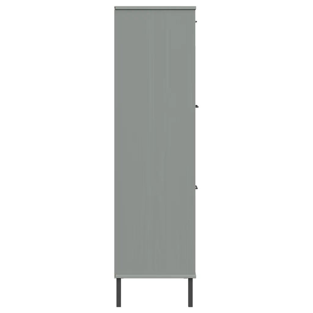 Libreria con Gambe Metallo Grigio 90x35x128,5 cm Massello OSLO 351013
