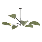 Plafoniera Moderna Ares Acciaio Nero Verde 6 Luci E14 Ip20