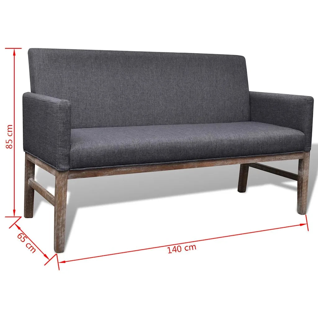 Panca con Cuscino Imbottito Tessuto Legno di Hevea Grigio Scuro CFW1564420