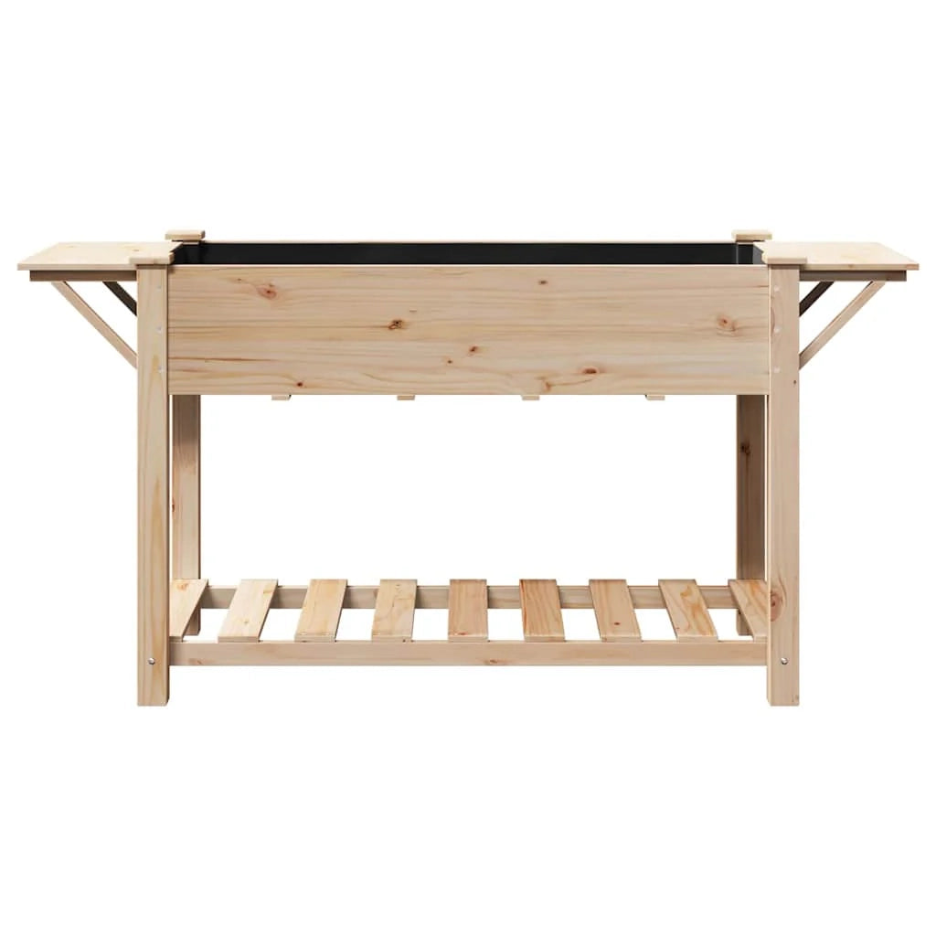 Fioriera da giardino con ripiano 155 x 59 x 76 cm pratica e minimalista in legno di abete beige 02_0058847