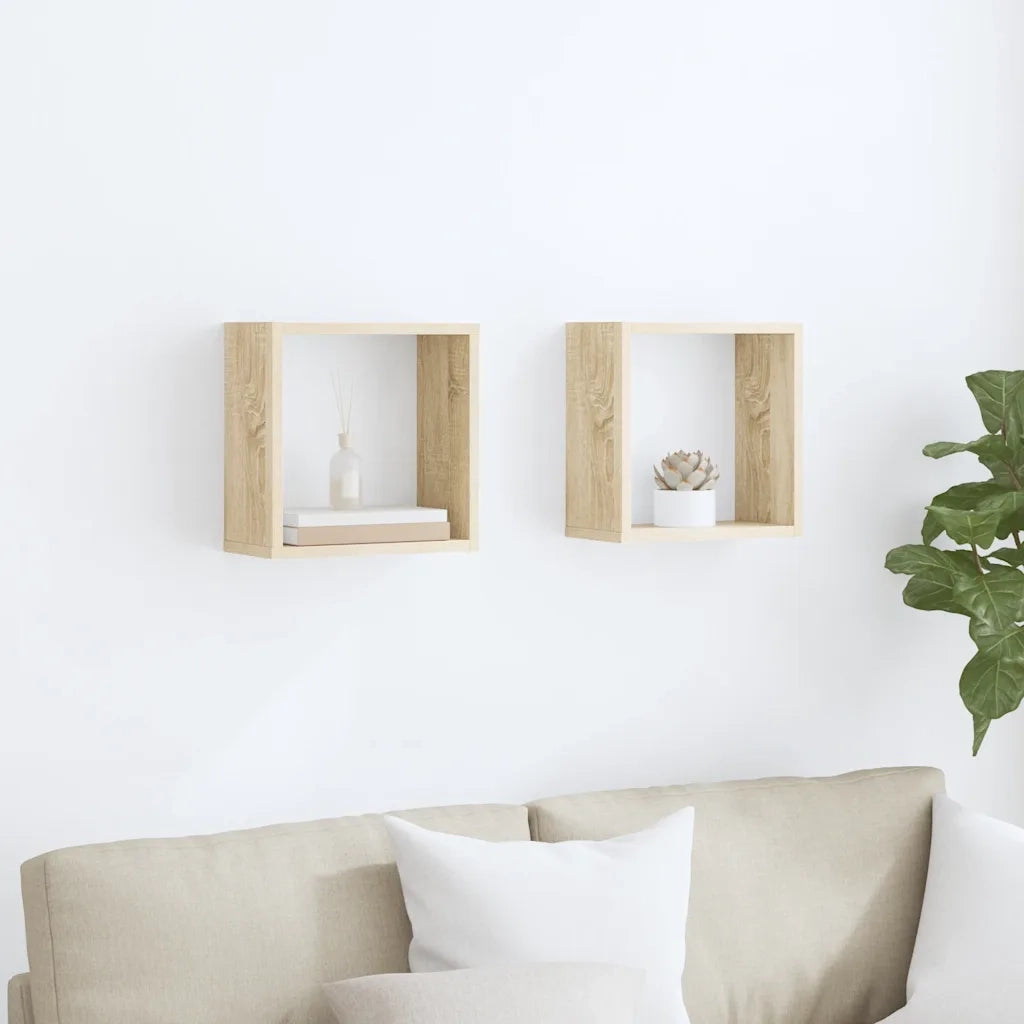 2 pz Mensole | Ripiano | Scaffale a Cubo Rovere Sonoma 30x15x30 cm