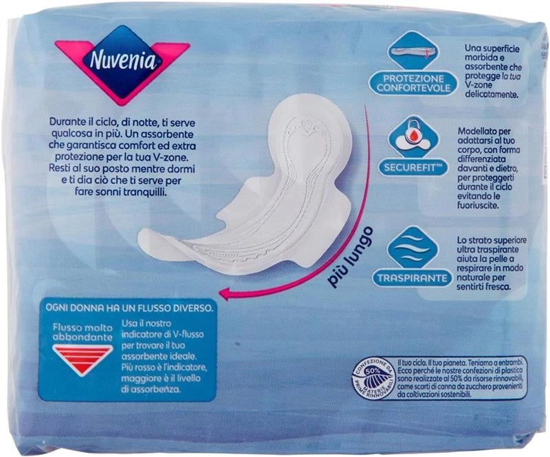 NUVENIA ASSORBENTI NOTTE CON ALI DA 10 PEZZI COMFORT E PROTEZIONE FLUSSO MOLTO ABBONDANTE
