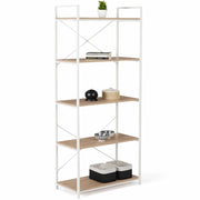 IDMarket - DETROIT Scaffale a 5 livelli 170 cm design industriale legno e metallo bianco