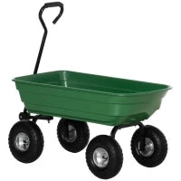 Carrello da Giardino con Struttura in Acciaio e Pneumatici, 108x52x100cm, Verde