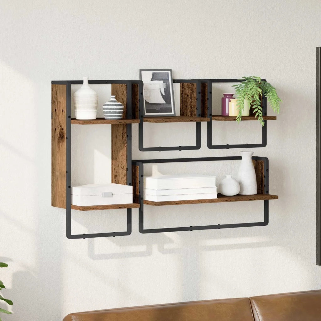 4 pz Set Mensole da Parete | Scaffali a Parete | Ripiano a parete Legno vecchio 65 x 25 x 30 cm