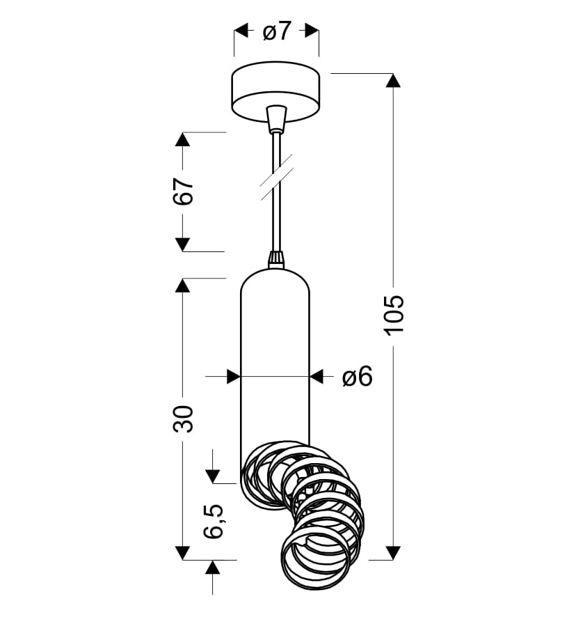 Lampada a sospensione Tuba nera metallo GU10 Candellux
