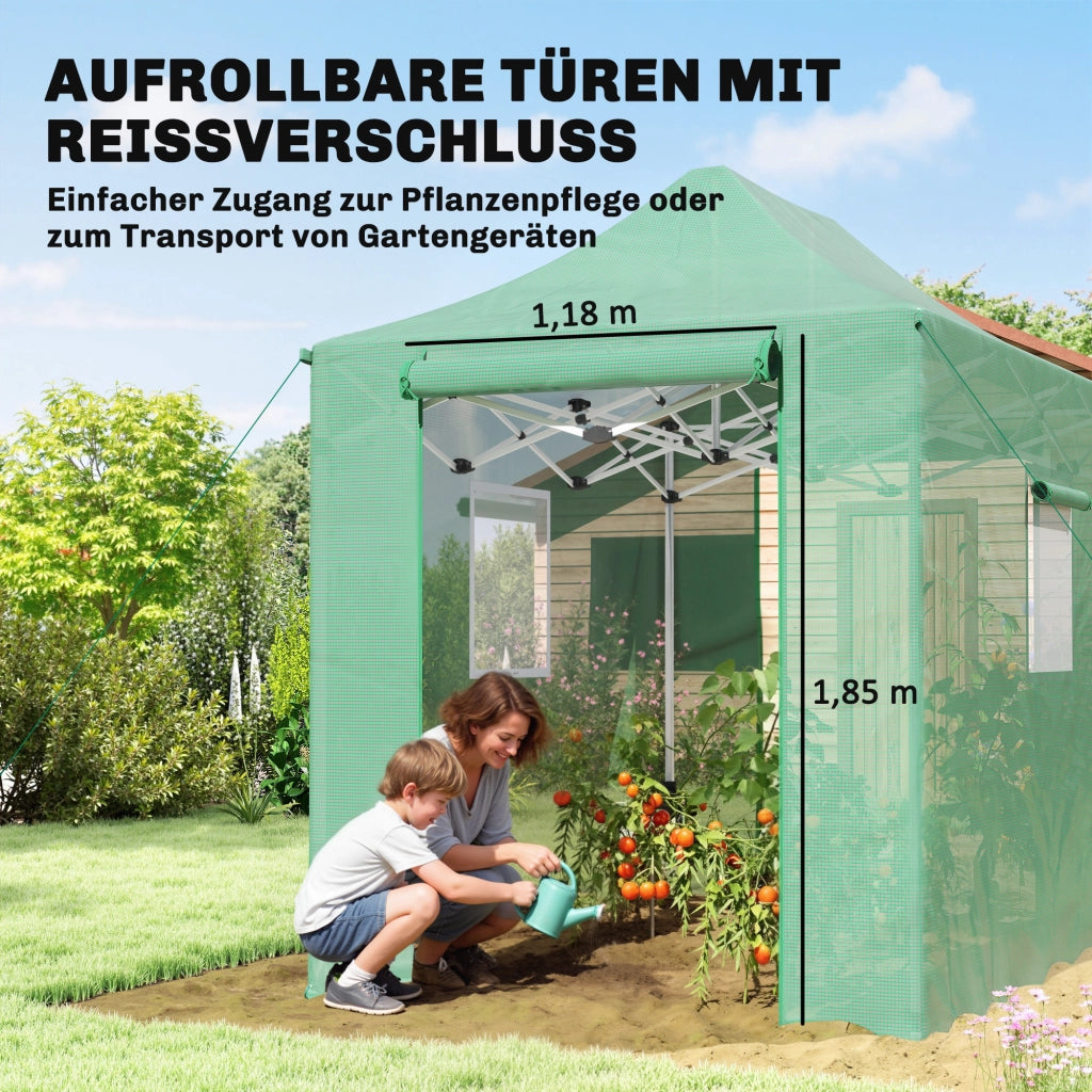 Serra da giardino pieghevole 200x300x270 cm con tetto a capanna ¨C zephmum ¨C verde