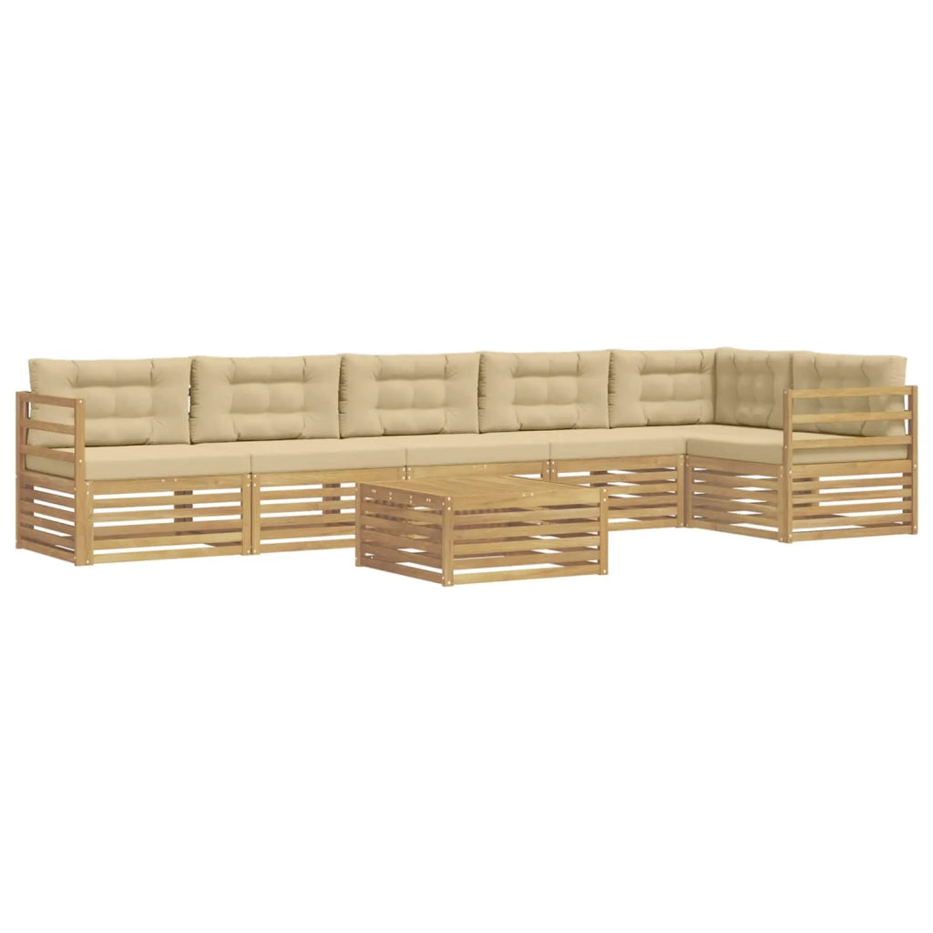 Set di divani da esterno 7 pz Bianco e Beige Poliestere 3390588