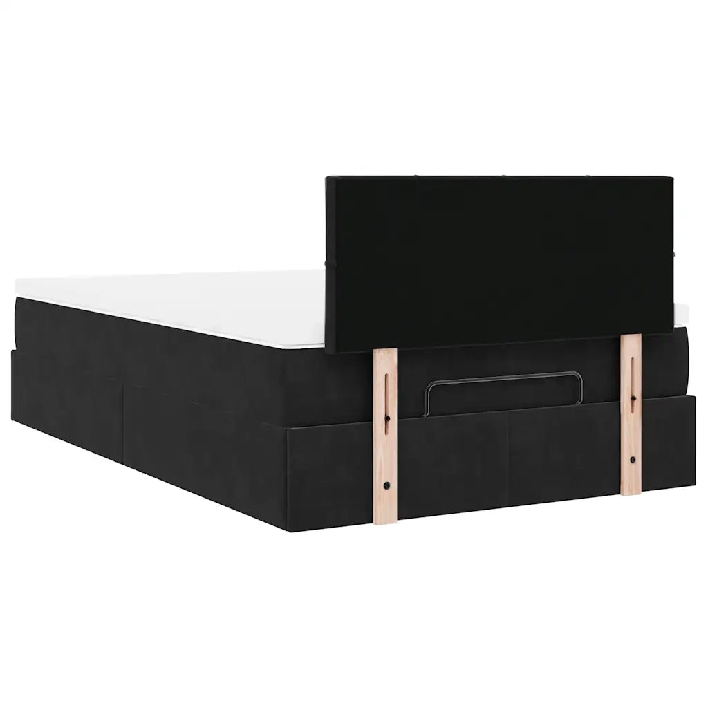 Struttura Letto Pouf con Materasso Nero 120x200 cm Velluto 3312616