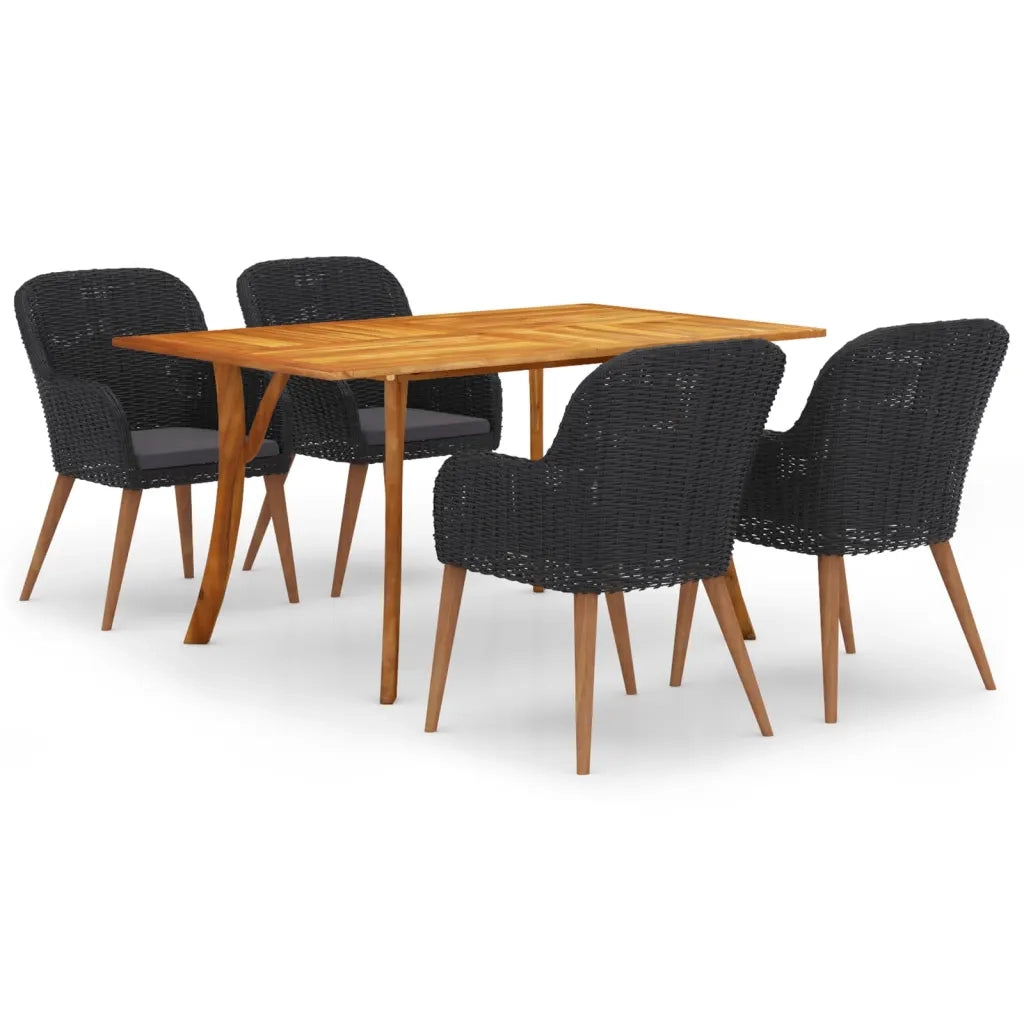 Set Mobili da Pranzo per Giardino 5 pz Nero 3072154