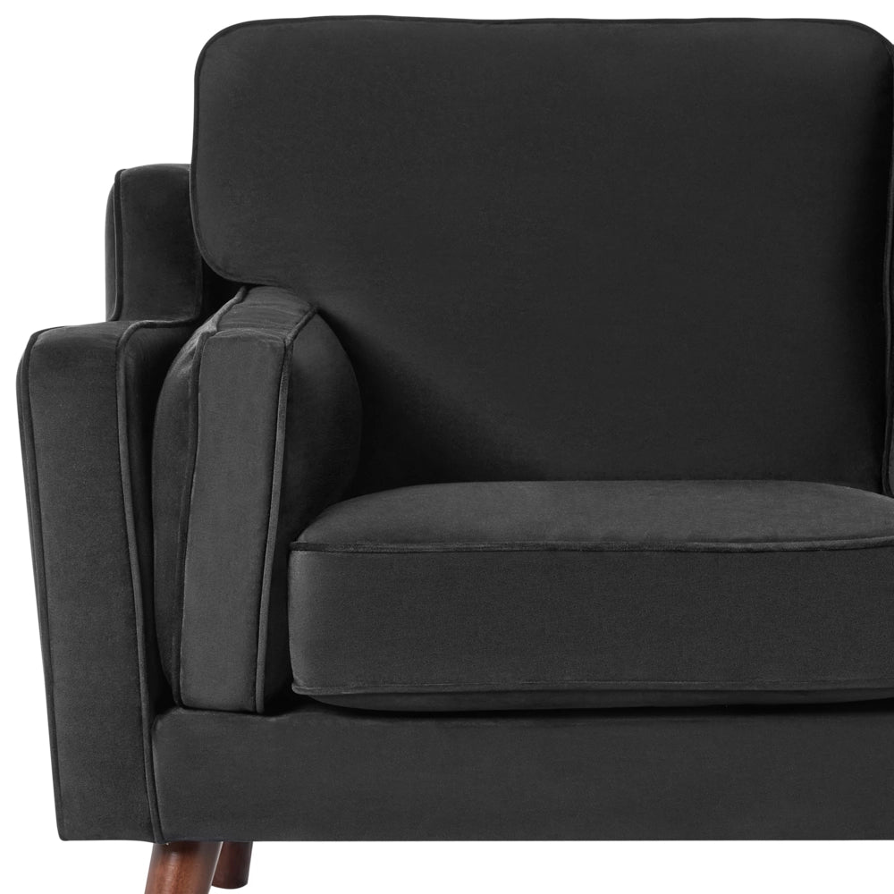 Divano di colore Nero 2 Posti Velluto Gambe In Legno in stile Classico e moderno