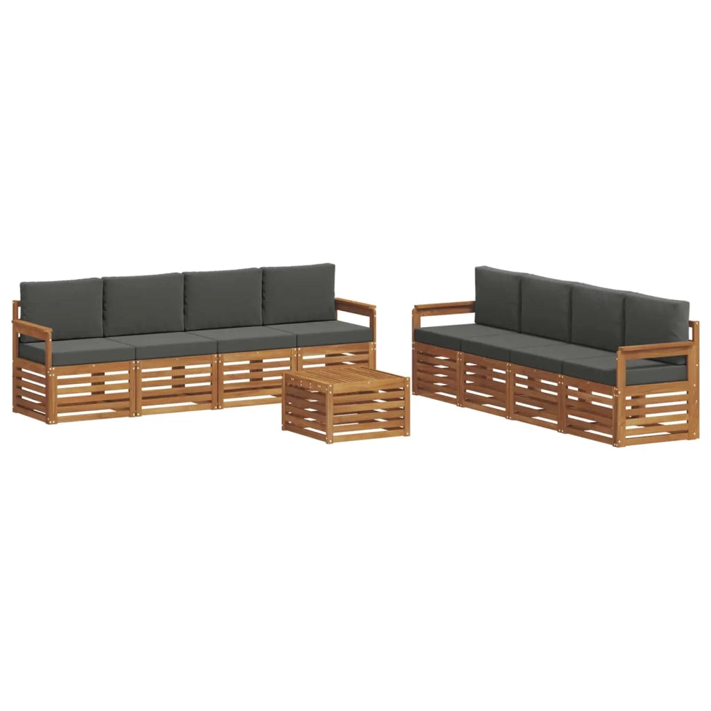 Set divani 9 pcs Naturale e Antracite Legno di Acacia Massello 3374557