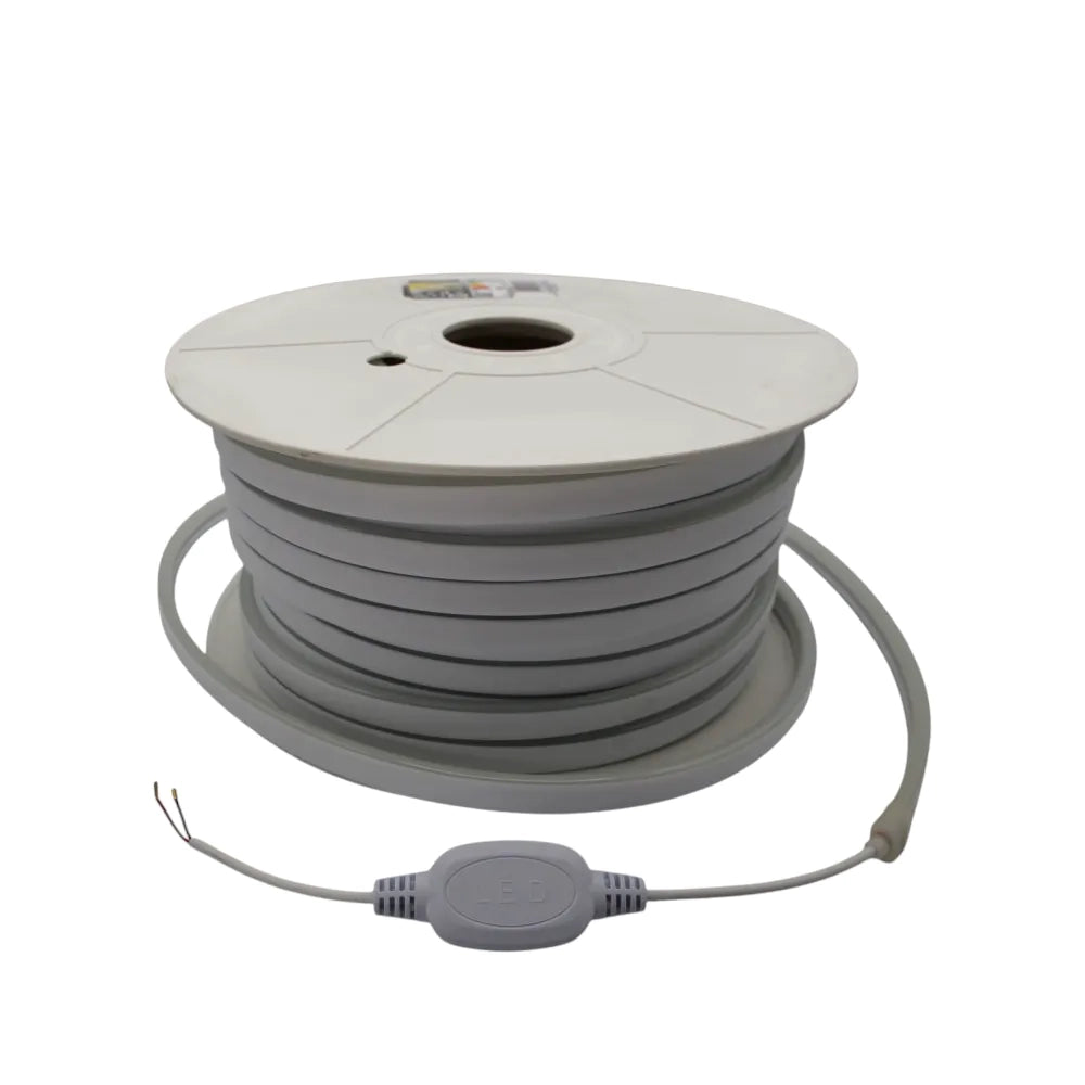 Striscia LED neon flex 220V 50m tagliabile ogni 1m 9W/m luce fredda 6000K IP67