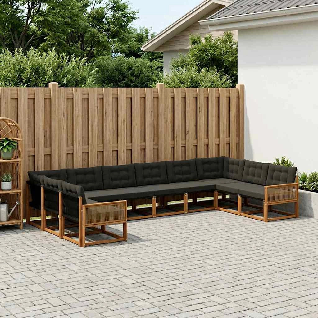 Set di divani da esterno 10 pz Naturale e Nero 3381716