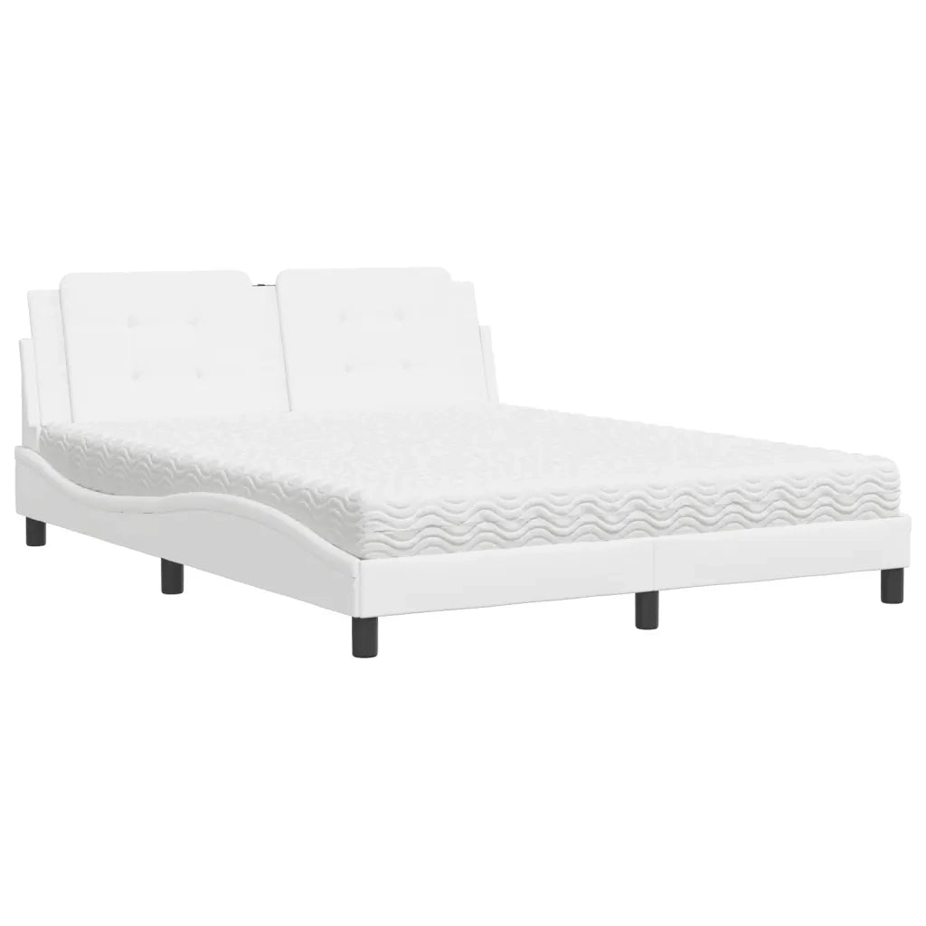 Letto con Materasso Bianco 160x200 cm in Similpelle