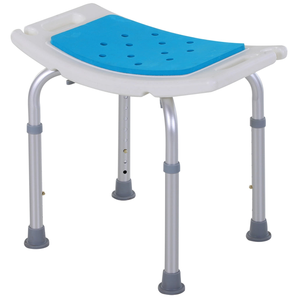 Sgabello da Doccia Regolabile Antiscivolo ¨C Zephmum ¨C Bianco Blu HDPE