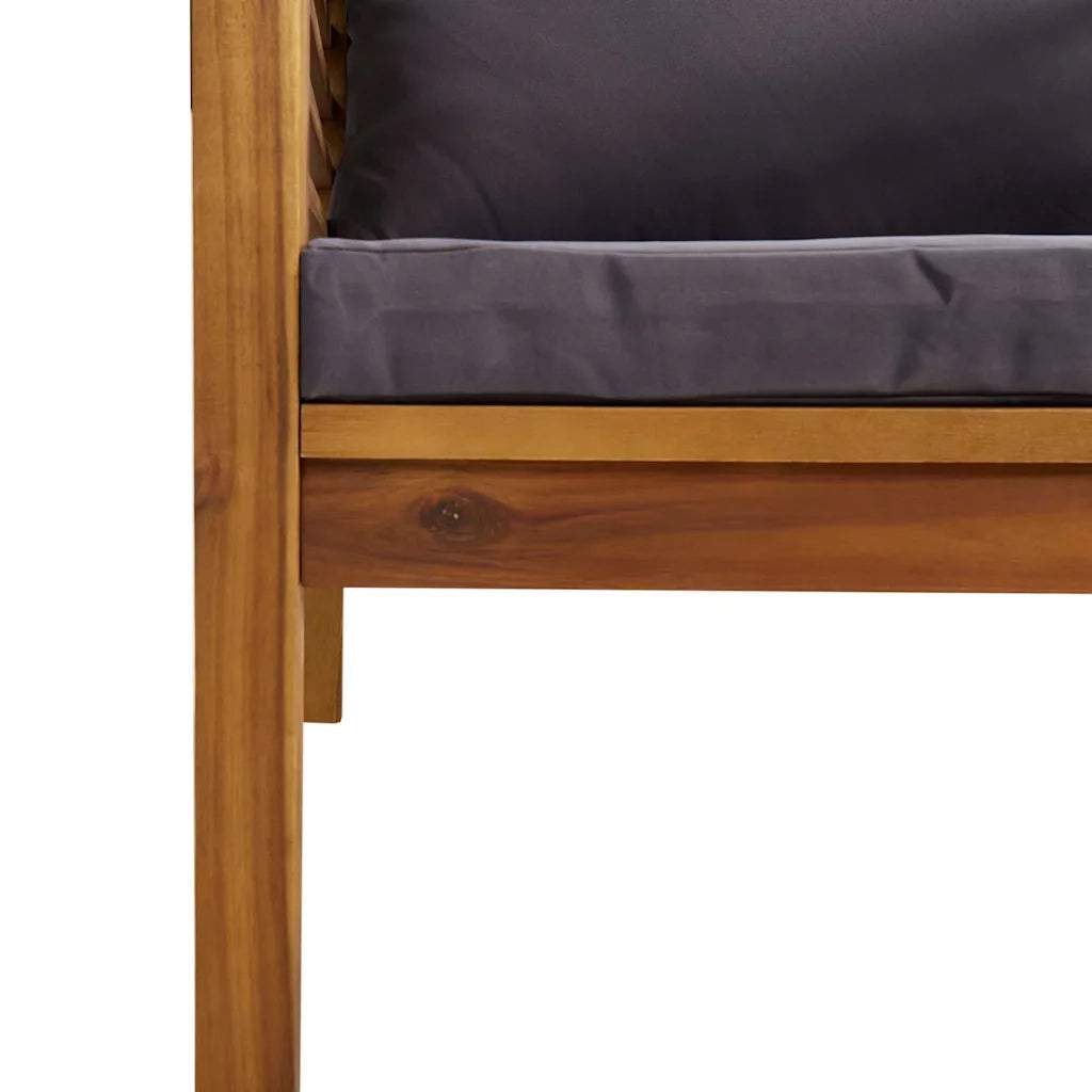 Salotto da Giardino-Set Divani da Giardino 2pz Cuscini Grigio Scuro Massello Acacia
