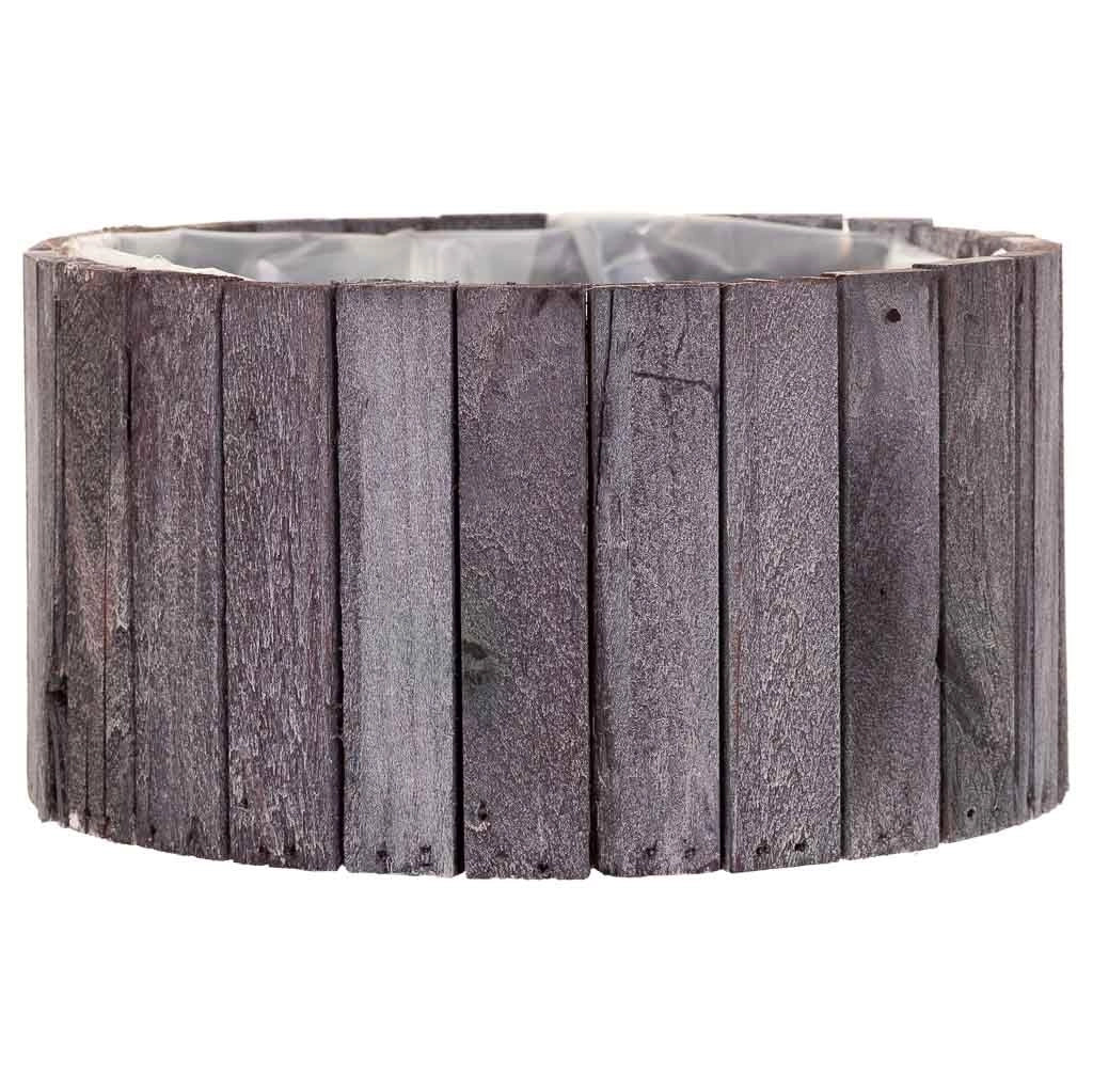 Set di 2 cestini rotondi in legno grigio