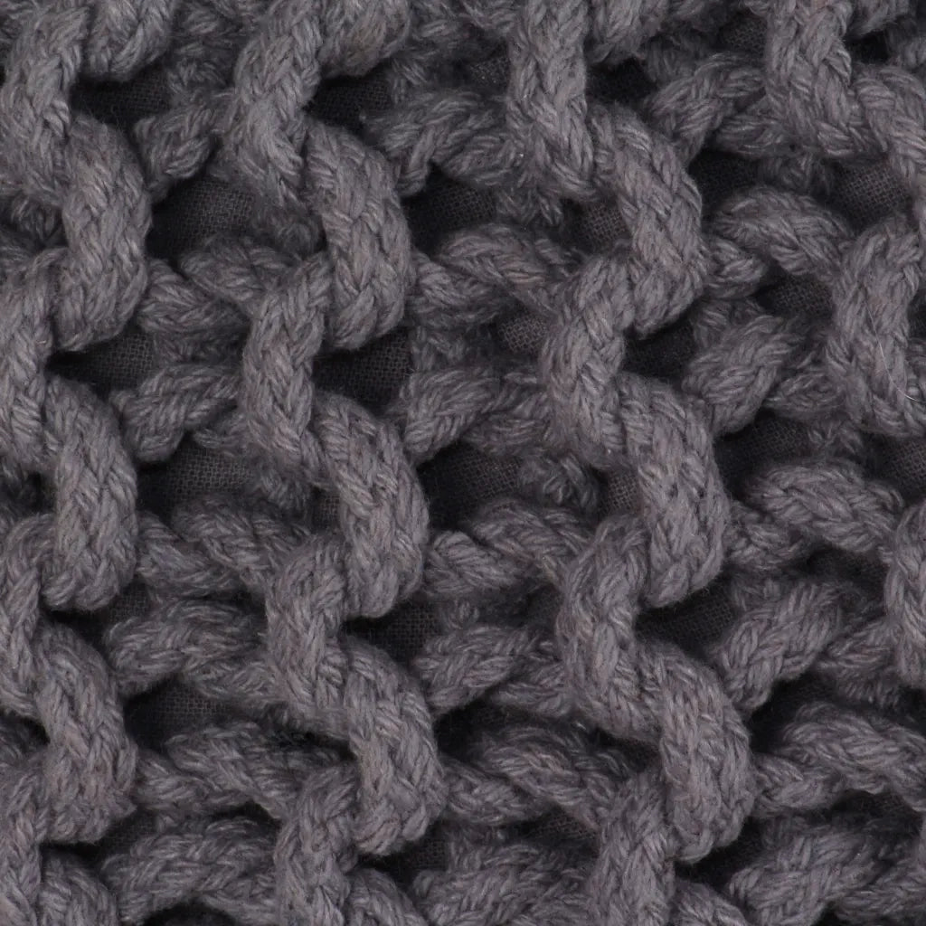 Pouf Lavorato a Maglia in Cotone 50x35 cm Grigio