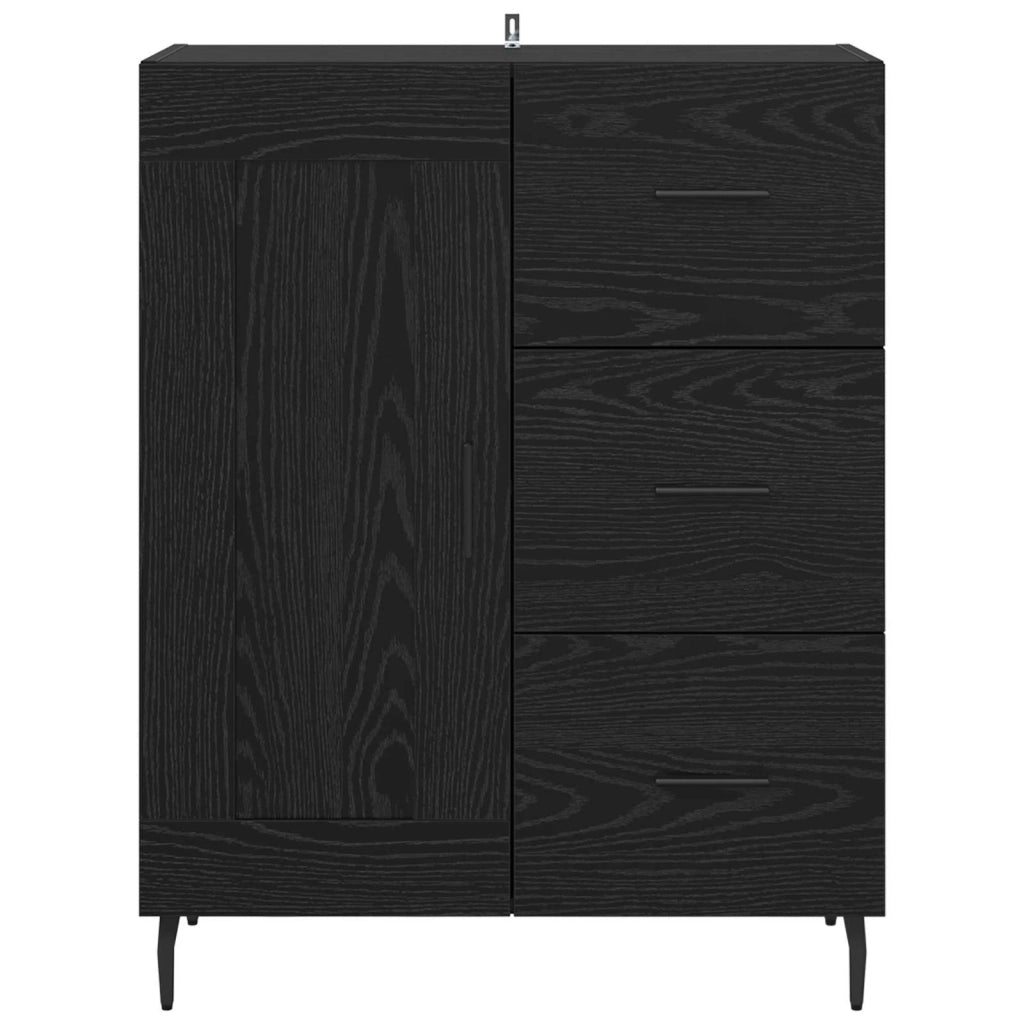 Credenza con cassetto Rovere Nero 69,5 x 34 x 90 cm 881638
