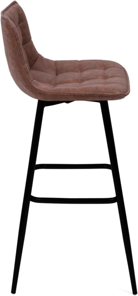 Set di 4 sgabelli da bar in velluto marrone vintage MADY