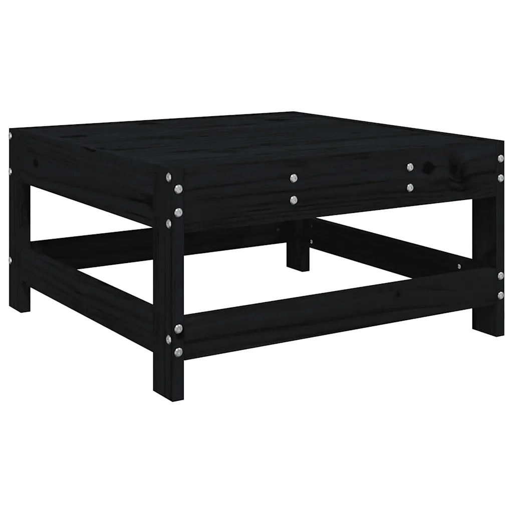 Sedia da giardino-Poggiapiedi da Giardino con Cuscino Legno Massello di Pino Nero