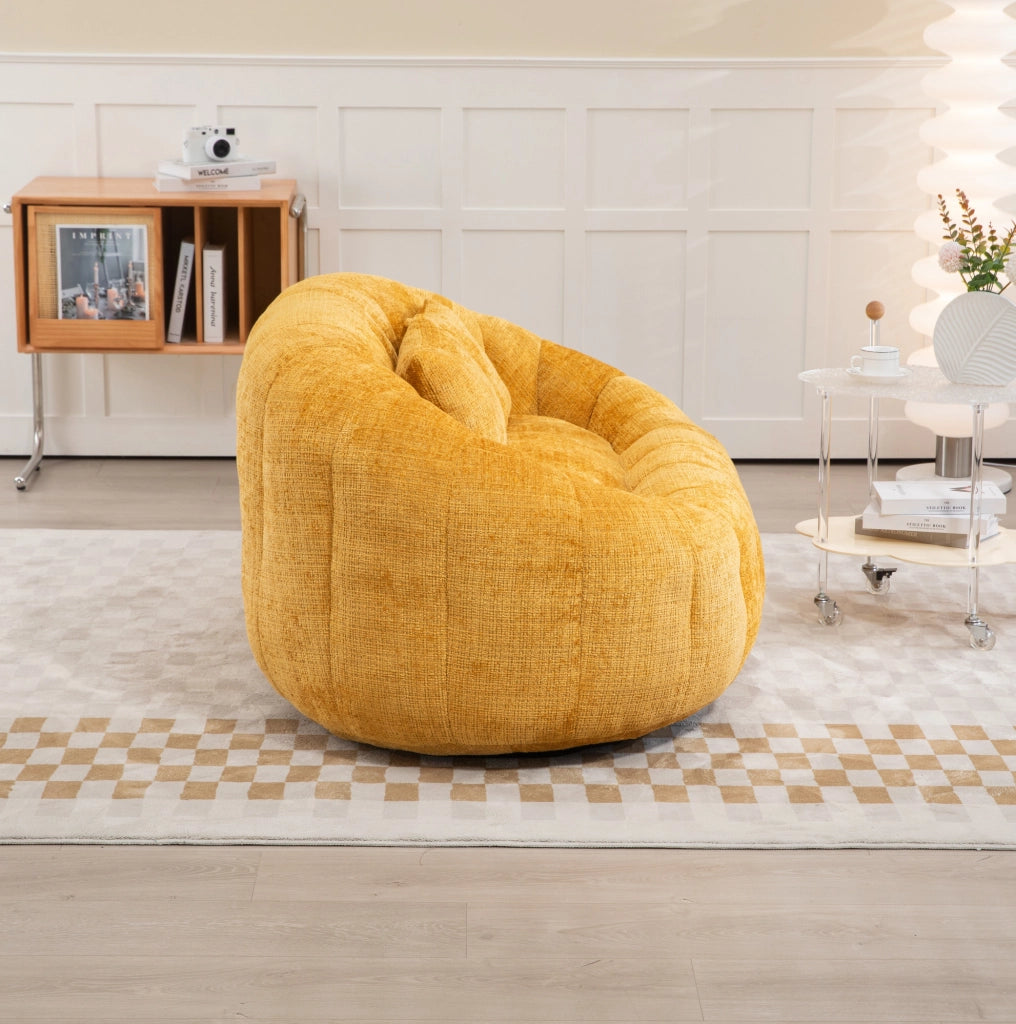 POLTRONA Lounge 150x95x63 cm in Chenille Gialla con Braccioli