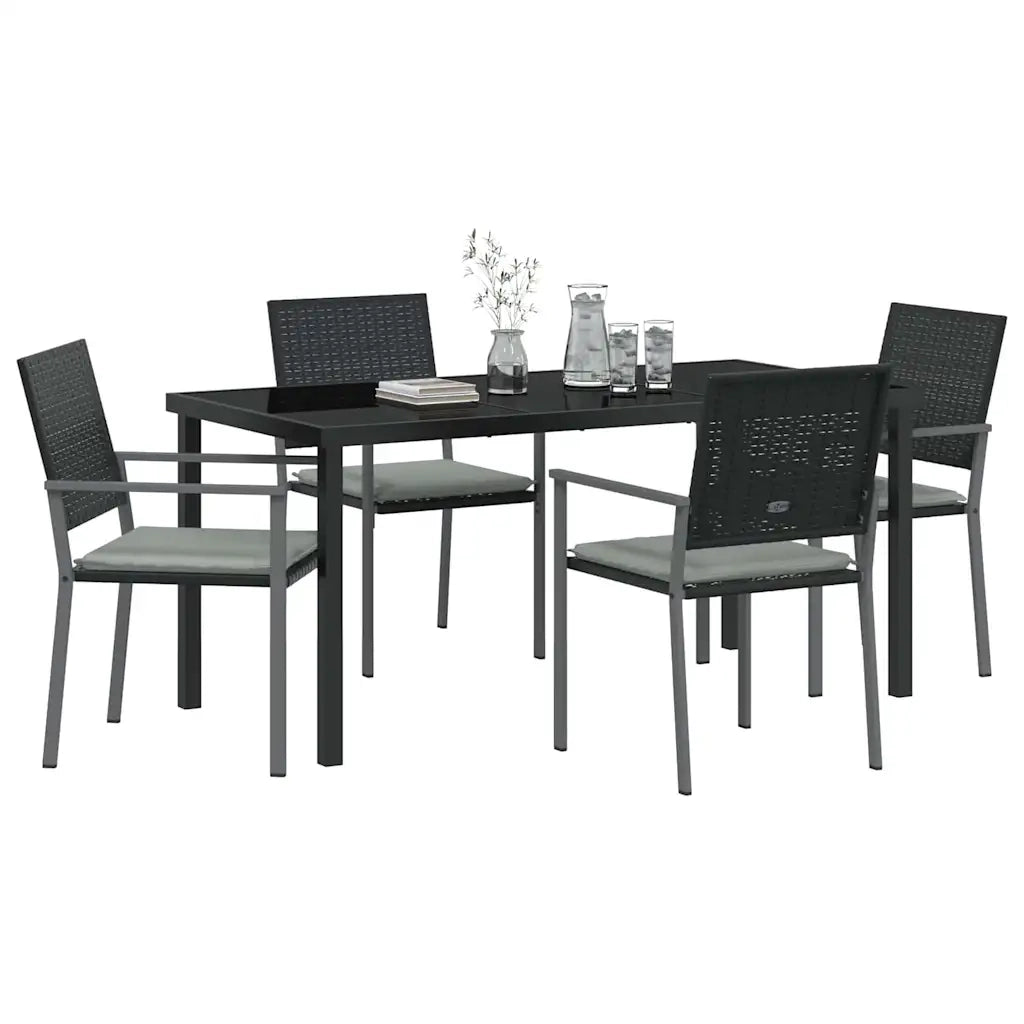 Set da Pranzo per Giardino 5 pcs Nero e Grigio Chiaro 3379075