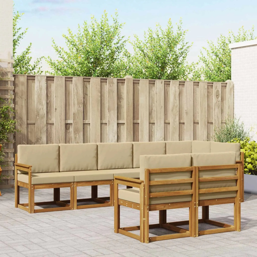 Set di divani da esterno con cuscino 8 pcs Naturale e Beige 3366561