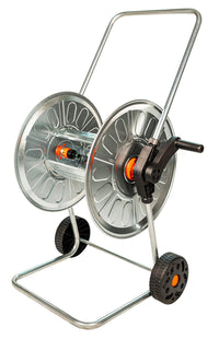 Carrello Avvolgitubo Manuale con Ruote 80 mt Tubo Ø1/2” in Acciaio Zincato Grigio Agrati