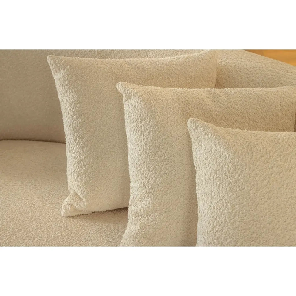 Divano dritto SOREN beige – Divano design in tessuto bouclé con forma arrotondata